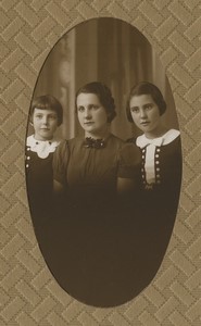 Algerie Oran Dame avec deux enfants Portrait Ancienne Photo Studio Bonora 1948