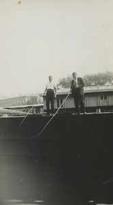 France Fishermen Fishing on canal side? Old Snapshot Photo 1935