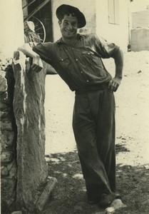 France Basque Country Sare Smiling Happy Farmer Beret Old Snapshot Photo 1950's