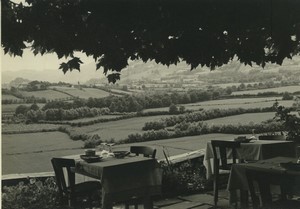 France Pays Basque Sare Vue de la Campagne depuis une Terrasse ombragee Ancienne Photo Snapshot Annees 1950