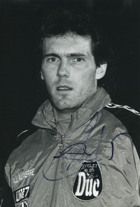 Football Soccer 1996 AJ Auxerre Laurent Blanc Old Studio Photo Signed