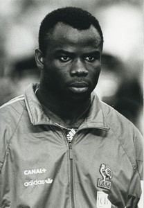 Football Soccer 1993 Olympique de Marseille Basile Boli Old Studio Photo