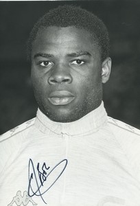 Football Soccer 1986 AJ Auxerre Basile Boli Old Studio Photo Signed