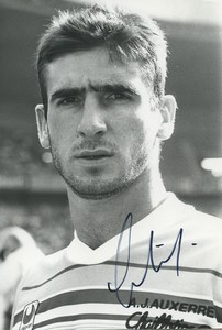 Football Soccer 1985 AJ Auxerre Eric Cantona Old Studio Photo Signed