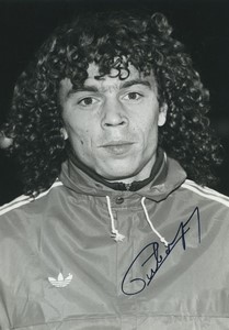 Football Soccer 1984 Nîmes Olympique Patrick Cubaynes Old Studio Photo Signed