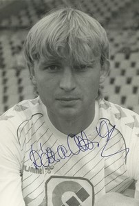 Football Soccer 1986 Budapest Honvéd FC Attila Dozsa Old Studio Photo Signed