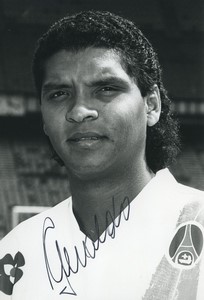 Football Soccer 1991 PSG Paris Saint Germain Geraldão Old Studio Photo Signed