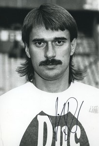 Football Soccer 1991 AJ Auxerre Kálmán Kovács Old Studio Photo Signed