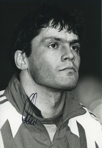 Football Soccer 1991 AJ Auxerre Bruno Martini Old Studio Photo Signed