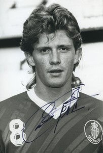 Football Soccer 1989 A.S. Monaco Emmanuel Petit Old Studio Photo Signed