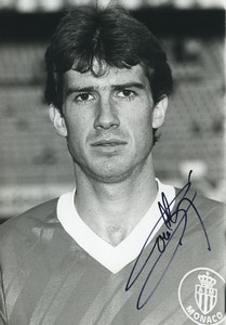 Football Soccer 1988 AS Monaco Fabrice Poullain Old Studio Photo Signed