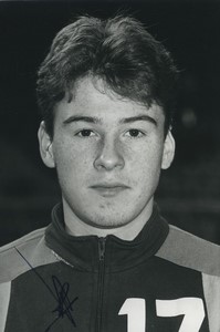 Football Soccer 1993 RC Strasbourg Yannick Rott Old Studio Photo Signed