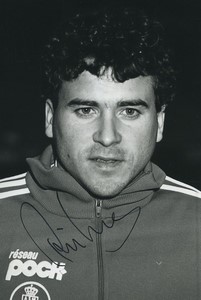 Football Soccer 1991 AS Monaco Rui Barros Old Studio Photo Signed