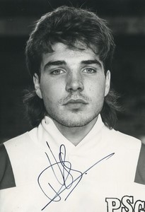 Football Soccer 1987 PSG Paris Jean-Luc Vasseur Old Studio Photo Signed