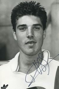 Football Soccer 1987 PSG Paris Jean Luc Vasseur Old Studio Photo Signed