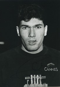 Football Soccer circa 1990 AS Cannes Zinedine Zidane Old Studio Photo Signed