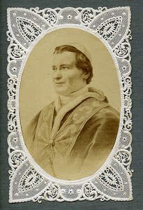 France Religion Holy Card Photo Albumen on Lace Paper 1870's