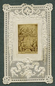 France Religion Holy Card Fourvieres Photo Albumen on Lace Paper Letaille 1870's