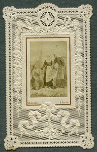 France Religion Holy Card Photo Albumen on Lace Paper Letaille 1870's