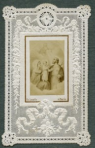 France Religion Holy Card Photo Albumen on Lace Paper Letaille 1870's