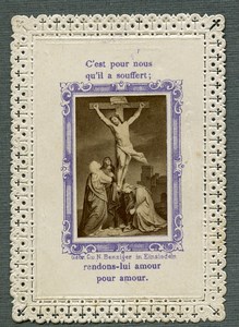 France Religion Holy Card Photo Albumen on Lace Paper Benziger 1880