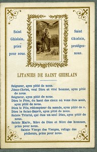 France Religion Holy Card St Ghislain Photo Albumen on Paper Saudinos 1880