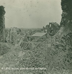 France WWI Lens Ruins seen from top of Church old SIP Photo 1914-1918