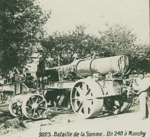 France WWI Monchy Somme Battle 240 Howitzer Gun old SIP Photo 1914-1918