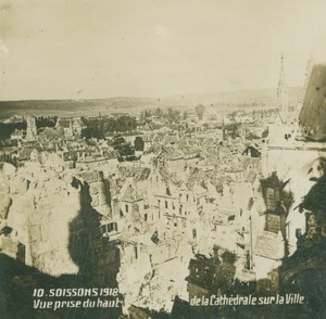 France WWI Soissons Panorama Bombardments Aftermath old SIP Photo 1918