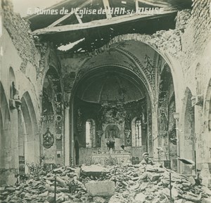 France WWI Han sur Meuse Church Ruins Destruction old SIP Photo 1914-1918