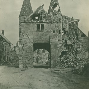 France WWI Longpont Town Gate Ruins Destruction old SIP Photo 1914-1918