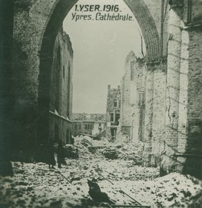 Belgium WWI Yser Ypres Cathedral Ruins Destruction old SIP Photo 1916