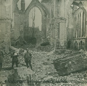 Belgium WWI Nieuwpoort Cathedral Ruins Destruction old SIP Photo 1914-1918