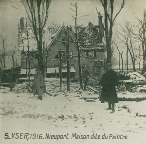 Belgium WWI Yser Nieuwpoort Painter's House Gendarme old SIP Photo 1916