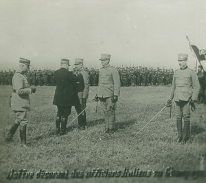 France WWI Champagne Joffre decorating Italian Officers SIP Photo 1914-1918