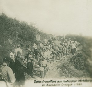 Greek Macedonia WWI Turks Road Works for Artillery old SIP Photo 1916