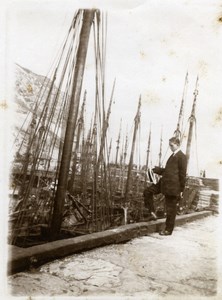 North Yorkshire Scarborough Harbour Fishing Trawlers old Amateur Photo 1900