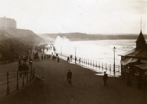 North Yorkshire Scarborough Rough Sea Boardwalk Holidays old Amateur Photo 1900