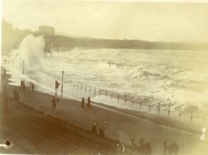 North Yorkshire Scarborough Rough Sea Panorama Seaside old Amateur Photo 1900