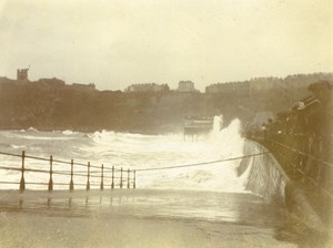 North Yorkshire Scarborough Rough Sea North Bay Seaside old Amateur Photo 1900