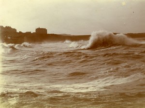 North Yorkshire Scarborough Rough Sea Panorama Seaside old Amateur Photo 1900