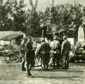 France WWI Troops by Field Kitchen old SIP Photo 1914-1918