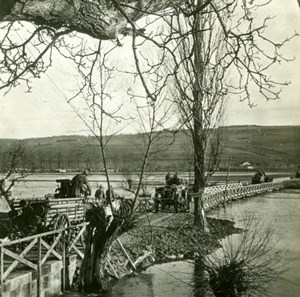 France WWI Troops Convoy Temporary Bridge River old SIP Photo 1914-1918
