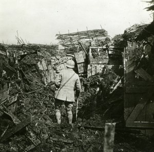 France WWI Trench after Torpedo Explosion old SIP Photo 1914-1918