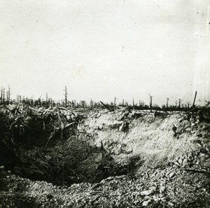 France WWI Front Line Shell hole & German Trench old SIP Photo 1914-1918