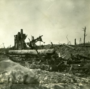 France WWI Mont Haut German Battery Wrecks old SIP Photo 1914-1918