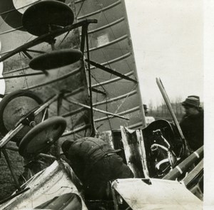 France WWI Downed Aircraft Rescuing the Pilot Aviation old SIP Photo 1914-1918