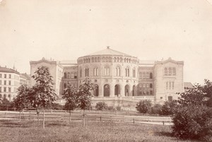 Norway Oslo Christiania Storting building Parliament Old Photo 1880