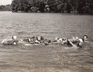 USA Military Maneuvers 115th Infantry Crossing River Old Photo 1941