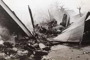 Hawaii Honolulu Japanese Bombing Ruins King & McCully St WWII WW2 Old Photo 1941